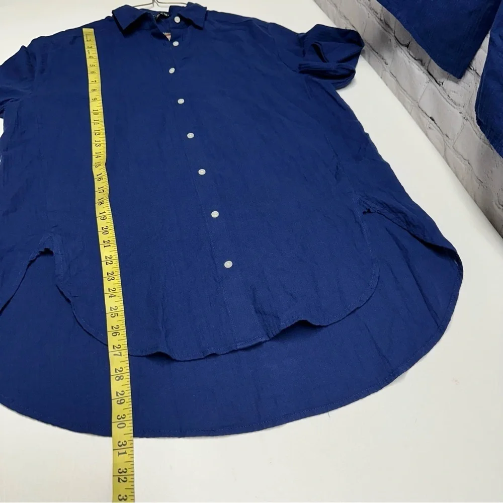 J. Crew women’s Deep Blue Casual Button-Down Shirt/pants set Sz XXS/Xs nwt over